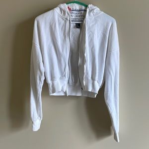 FOREVER 21 Cropped White Hooded Jacket